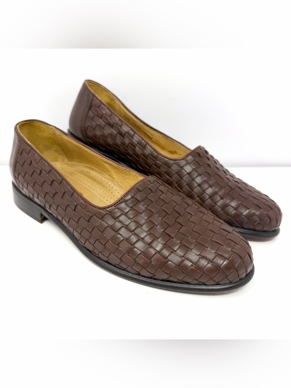 VTG Zelli Men’s Woven Loafers Sz 9.5 Calfskin Brown Leather Made In Italy GUC